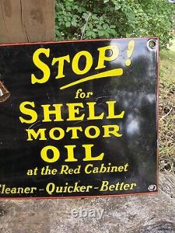 Vintage 1950's Shell Motor Oil Porcelain Gas Station Pump Sign 12 X 8