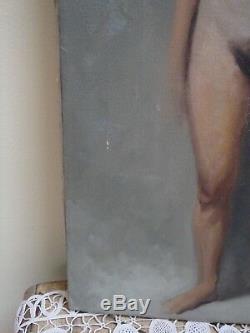 Vintage 1950s Brendon Berger Realistic Nude Woman Oil on Canvas Signed