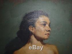 Vintage 1950s Brendon Berger Realistic Nude Woman Oil on Canvas Signed # 4 of 4