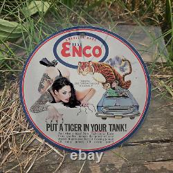 Vintage 1951 Enco Extra Gasoline Porcelain Gas Oil 4.5 Sign