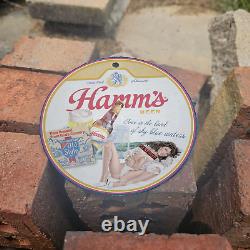 Vintage 1952 Hamm's Beer Porcelain Gas Oil 4.5 Sign