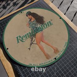 Vintage 1952 Remington Arms And Ammunition Company Porcelain Gas & Oil Sign