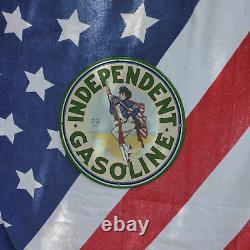 Vintage 1953 Independent Gasoline Porcelain Gas & Oil Americana Man Cave Sign