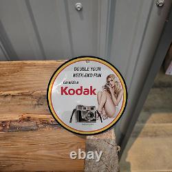 Vintage 1953 Kodak Camera Porcelain Gas Oil 4.5 Sign