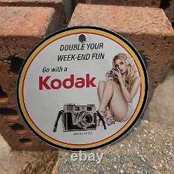 Vintage 1953 Kodak Camera Porcelain Gas Oil 4.5 Sign