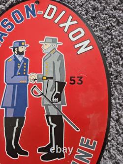 Vintage 1953 Mason-dixon Motor Oil Gasoline Porcelain Gas Pump Sign 12 X 8