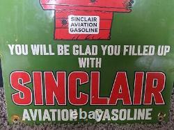 Vintage 1953 Sinclair Aviation Gasoline Porcelain Gas Station Sign 10 X 15