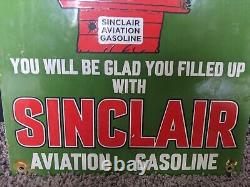 Vintage 1953 Sinclair Aviation Gasoline Porcelain Gas Station Sign 10 X 15