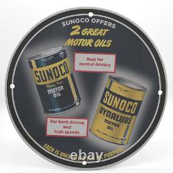Vintage 1953 Sunoco Motor Oils Porcelain Enamel Gas & Oil Garage Man Cave Sign