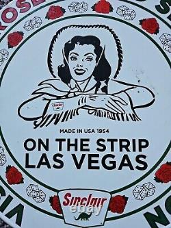 Vintage 1954 Dated Texas Rose Gasoline Motor Oil Porcelain Gas Pump Sign