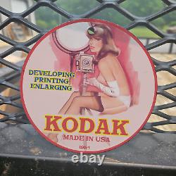 Vintage 1954 Kodak Developing Printing Enlarging Porcelain Gas Oil 4.5 Sign