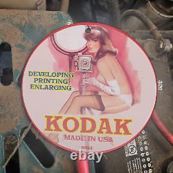 Vintage 1954 Kodak Developing Printing Enlarging Porcelain Gas Oil 4.5 Sign