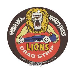 Vintage 1954 Lions Drag Strip Porcelain Gas Oil 4.5 Sign