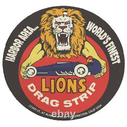 Vintage 1954 Lions Drag Strip Porcelain Gas Oil 4.5 Sign