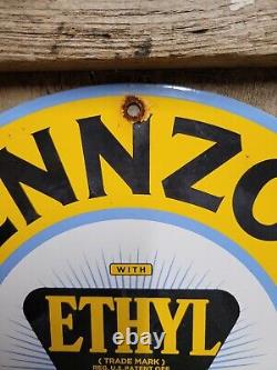 Vintage 1954 Pennzoil Porcelain Sign Service Station Gas Ethyl Gasoline Corp 12