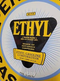 Vintage 1954 Pennzoil Porcelain Sign Service Station Gas Ethyl Gasoline Corp 12