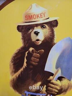 Vintage 1954 Smokey Bear Porcelain Sign Old Forest Service Prevent Fires Gas Oil