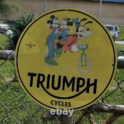 Vintage 1955 Triumph Cycle Company''Goofy The Dog'' Porcelain Gas & Oil Sign