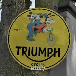 Vintage 1955 Triumph Cycle Company''Goofy The Dog'' Porcelain Gas & Oil Sign