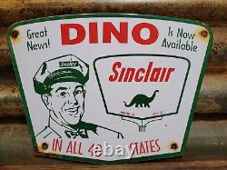 Vintage 1957 Sinclair Porcelain Sign Dino Gas Motor Oil Sales Service Garage