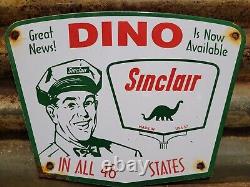 Vintage 1957 Sinclair Porcelain Sign Dino Gas Motor Oil Sales Service Garage