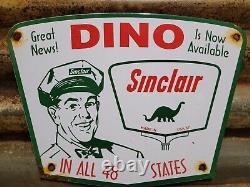 Vintage 1957 Sinclair Porcelain Sign Dino Gas Motor Oil Sales Service Garage