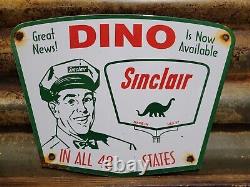 Vintage 1957 Sinclair Porcelain Sign Dino Gas Motor Oil Sales Service Garage