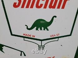 Vintage 1957 Sinclair Porcelain Sign Dino Gas Motor Oil Sales Service Garage