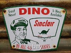 Vintage 1957 Sinclair Porcelain Sign Dino Gas Motor Oil Sales Service Garage