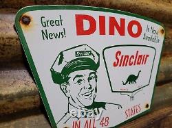 Vintage 1957 Sinclair Porcelain Sign Dino Gas Motor Oil Sales Service Garage