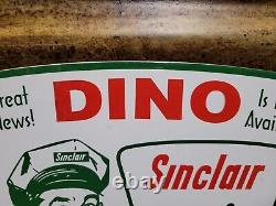 Vintage 1957 Sinclair Porcelain Sign Dino Gas Motor Oil Sales Service Garage