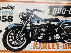 Vintage 1958 Duo-glide Harley-davidson Motorcycles Gas Oil Bikes Porcelain Sign