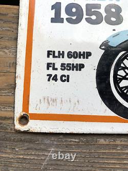 Vintage 1958 Duo-glide Harley-davidson Motorcycles Gas Oil Bikes Porcelain Sign