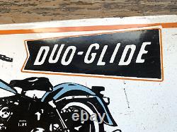 Vintage 1958 Duo-glide Harley-davidson Motorcycles Gas Oil Bikes Porcelain Sign