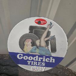 Vintage 1958 Goodrich Tires Porcelain Gas Oil 4.5 Sign