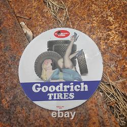 Vintage 1958 Goodrich Tires Porcelain Gas Oil 4.5 Sign