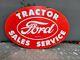 Vintage 1959 Ford Porcelain Sign Gas Farm Tractor Dealer Sales Service Barn Oval