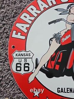 Vintage 1959 Route 66 Gasoline Porcelain Enamel Pump Sign Galena Kansas