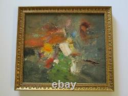 Vintage 1960's Abstract Painting Chunky Expressionism Mystery Artist French Mod