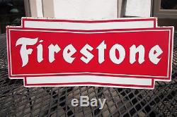 Vintage 1960's Original Firestone Tires Gas Station Oil Metal Sign GREAT Cond
