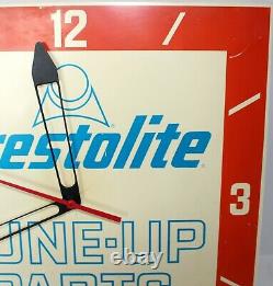 Vintage 1960's Prestolite Tune-up Parts Advertising Clock Sign Gas/oil 14 Sq