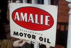 Vintage 1961 Amalie Motor Oil Metal Sign Gas Gasoline Service Station 20X15