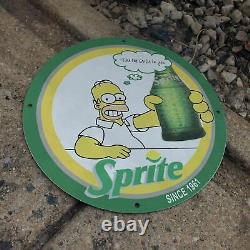 Vintage 1961 Sprite Soft Drink''Homer Simpson'' Porcelain Gas & Oil Pump Sign