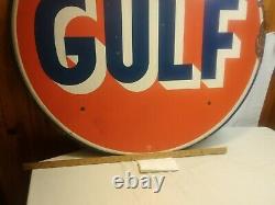 Vintage 1962 GULF Oil Sign 42 Diameter. PICK-UP ONLY item