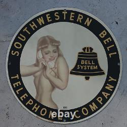 Vintage 1963 Bell System Telephone Co. Porcelain Enamel Gas & Oil Garage Sign