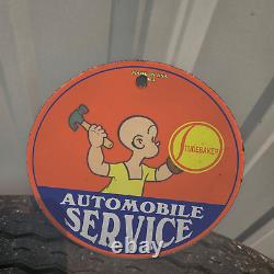 Vintage 1963 Studebaker Automobile Service Henry Porcelain Gas Oil 4.5 Sign