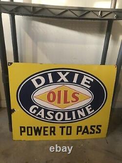 Vintage 30 X 24 Dixie Gasoline Oil And Gas Porcelain Sign