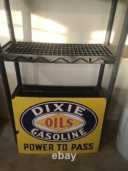 Vintage 30 X 24 Dixie Gasoline Oil And Gas Porcelain Sign