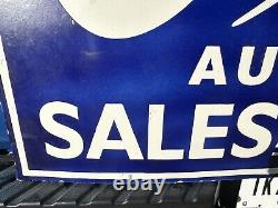 Vintage 48 Ford Dealer Porcelain Double Sided Advertising Sign Gas Oil
