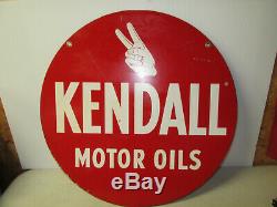 Vintage 50s-60s Kendall Motor Oil Double-Sided Porcelin near mint Metal Sign